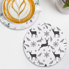 Gray-christmas-element-background-f4f0c9d44b5bbf0cb59e1f7f8d159344 Uv Print Round Tile Coaster by saad11