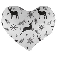 Gray-christmas-element-background-f4f0c9d44b5bbf0cb59e1f7f8d159344 Large 19  Premium Heart Shape Cushions by saad11