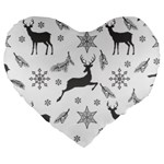 Gray-christmas-element-background-f4f0c9d44b5bbf0cb59e1f7f8d159344 Large 19  Premium Heart Shape Cushions Front