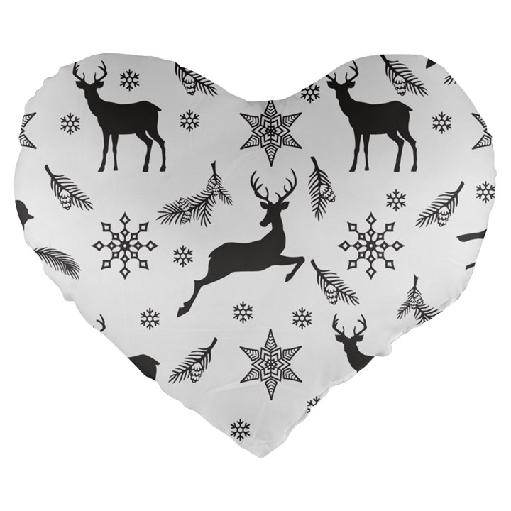 Gray-christmas-element-background-f4f0c9d44b5bbf0cb59e1f7f8d159344 Large 19  Premium Heart Shape Cushions