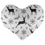 Gray-christmas-element-background-f4f0c9d44b5bbf0cb59e1f7f8d159344 Large 19  Premium Heart Shape Cushions Back