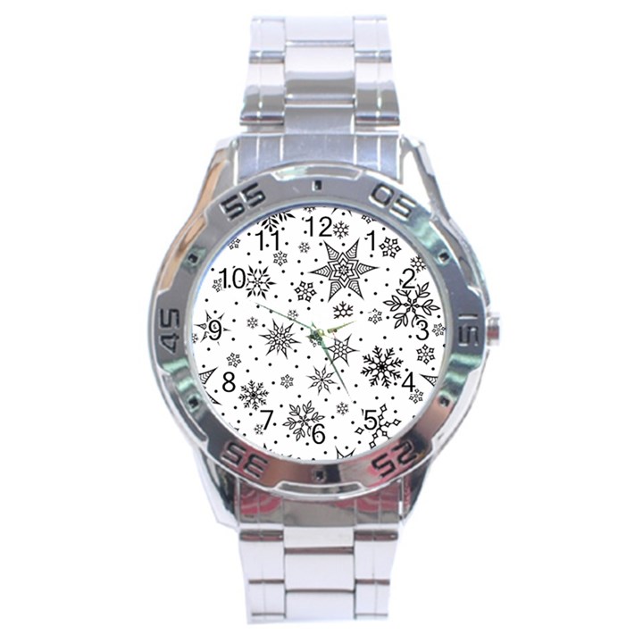 Snowflake-icon-vector-christmas-seamless-background-531ed32d02319f9f1bce1dc6587194eb Stainless Steel Analogue Watch