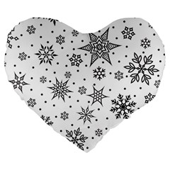 Snowflake-icon-vector-christmas-seamless-background-531ed32d02319f9f1bce1dc6587194eb Large 19  Premium Heart Shape Cushions by saad11