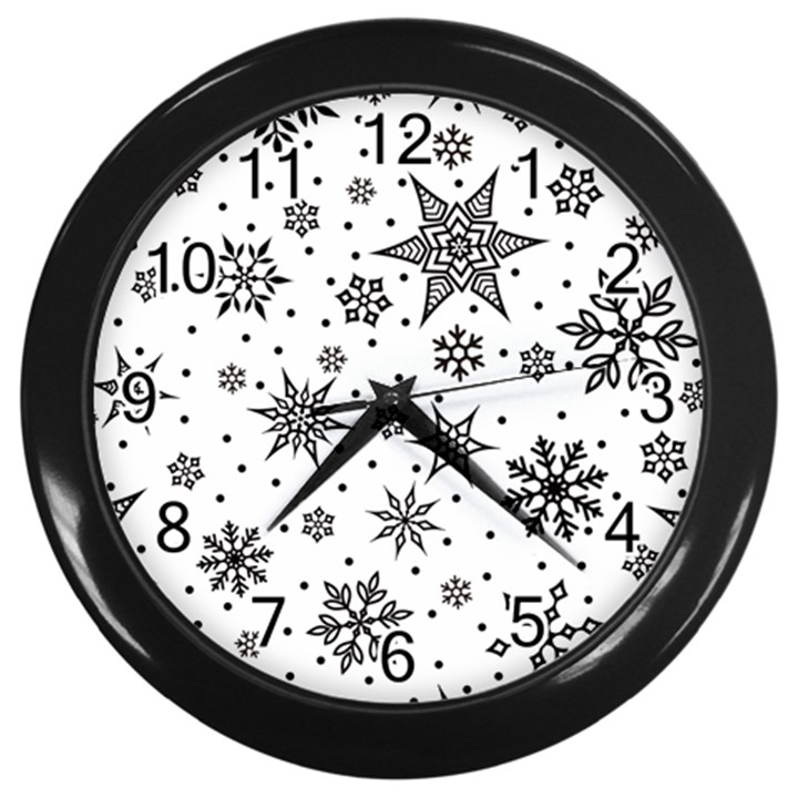 Snowflake-icon-vector-christmas-seamless-background-531ed32d02319f9f1bce1dc6587194eb Wall Clock (Black)