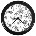 Snowflake-icon-vector-christmas-seamless-background-531ed32d02319f9f1bce1dc6587194eb Wall Clock (Black) Front