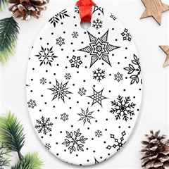 Snowflake-icon-vector-christmas-seamless-background-531ed32d02319f9f1bce1dc6587194eb Oval Ornament (two Sides) by saad11