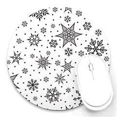 Snowflake-icon-vector-christmas-seamless-background-531ed32d02319f9f1bce1dc6587194eb Round Mousepad by saad11