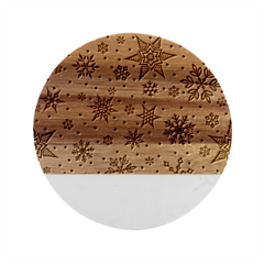 Snowflake-icon-vector-christmas-seamless-background-531ed32d02319f9f1bce1dc6587194eb Marble Wood Coaster (round) by saad11