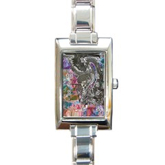 Wing On Abstract Delta Rectangle Italian Charm Watch by kaleidomarblingart