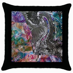 Wing On Abstract Delta Throw Pillow Case (black) by kaleidomarblingart