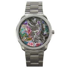 Wing On Abstract Delta Sport Metal Watch by kaleidomarblingart