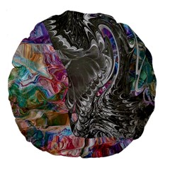 Wing On Abstract Delta Large 18  Premium Flano Round Cushions by kaleidomarblingart