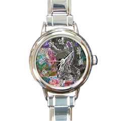 Wing On Abstract Delta Round Italian Charm Watch by kaleidomarblingart