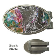 Wing On Abstract Delta Money Clips (oval)  by kaleidomarblingart