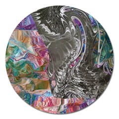 Wing On Abstract Delta Magnet 5  (round) by kaleidomarblingart