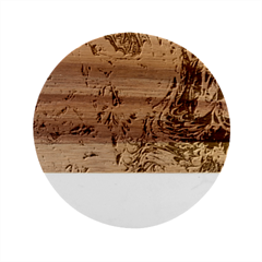 Wing On Abstract Delta Marble Wood Coaster (round) by kaleidomarblingart