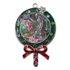 Wing On Abstract Delta Metal X mas Lollipop With Crystal Ornament by kaleidomarblingart