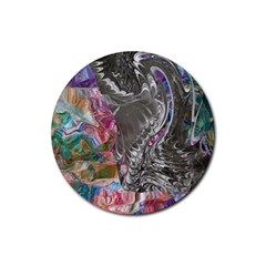 Wing On Abstract Delta Rubber Round Coaster (4 Pack) by kaleidomarblingart