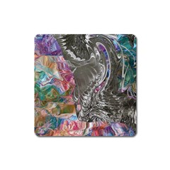 Wing On Abstract Delta Square Magnet by kaleidomarblingart