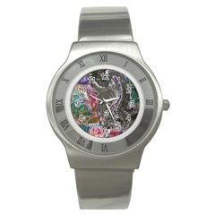 Wing On Abstract Delta Stainless Steel Watch by kaleidomarblingart