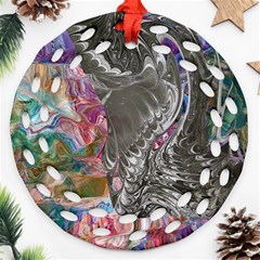 Wing On Abstract Delta Round Filigree Ornament (two Sides) by kaleidomarblingart