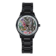 Wing On Abstract Delta Stainless Steel Round Watch by kaleidomarblingart