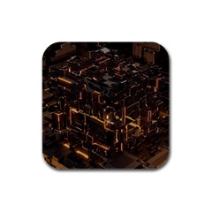 Cube Forma Glow 3d Volume Rubber Square Coaster (4 Pack) by Bedest