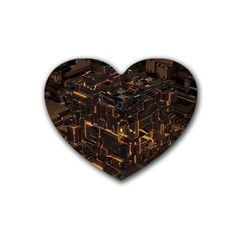 Cube Forma Glow 3d Volume Rubber Heart Coaster (4 Pack) by Bedest