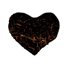 Cube Forma Glow 3d Volume Standard 16  Premium Heart Shape Cushions by Bedest