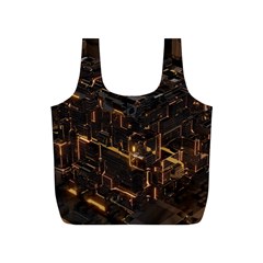 Cube Forma Glow 3d Volume Full Print Recycle Bag (s) by Bedest