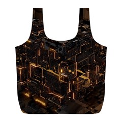 Cube Forma Glow 3d Volume Full Print Recycle Bag (l) by Bedest