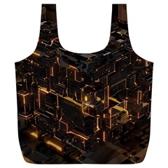 Cube Forma Glow 3d Volume Full Print Recycle Bag (xl) by Bedest