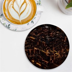 Cube Forma Glow 3d Volume Uv Print Round Tile Coaster by Bedest