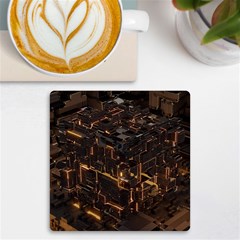 Cube Forma Glow 3d Volume Uv Print Square Tile Coaster  by Bedest