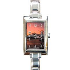 Surreal Mountain Landscape Lake Rectangle Italian Charm Watch by Bedest