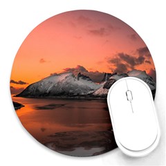 Surreal Mountain Landscape Lake Round Mousepad by Bedest