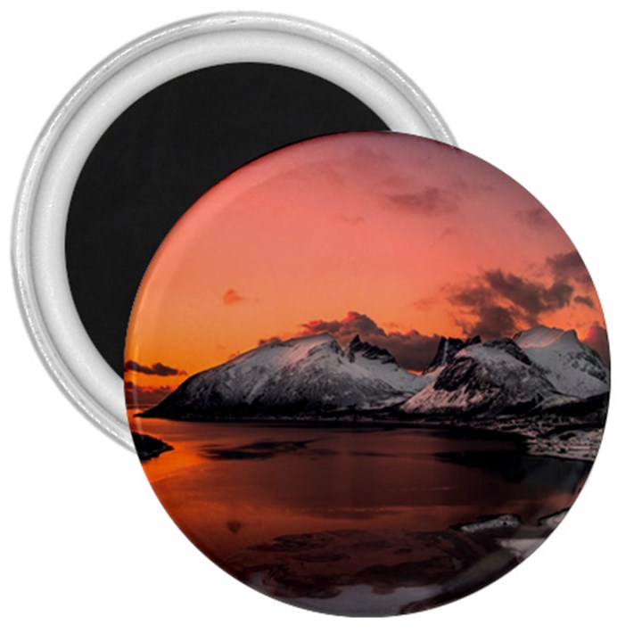 Surreal Mountain Landscape Lake 3  Magnets