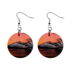 Surreal Mountain Landscape Lake Mini Button Earrings by Bedest