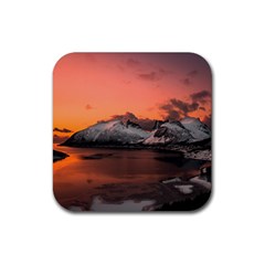 Surreal Mountain Landscape Lake Rubber Coaster (square) by Bedest