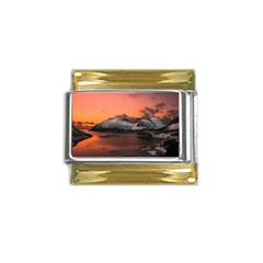 Surreal Mountain Landscape Lake Gold Trim Italian Charm (9mm) by Bedest