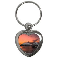 Surreal Mountain Landscape Lake Key Chain (heart) by Bedest