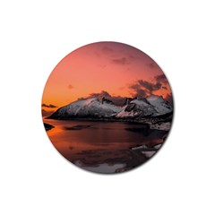 Surreal Mountain Landscape Lake Rubber Round Coaster (4 Pack) by Bedest