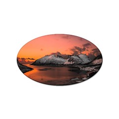 Surreal Mountain Landscape Lake Sticker (oval) by Bedest