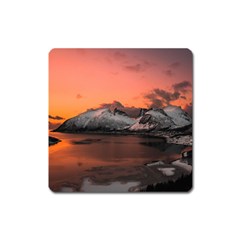 Surreal Mountain Landscape Lake Square Magnet by Bedest