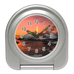 Surreal Mountain Landscape Lake Travel Alarm Clock by Bedest