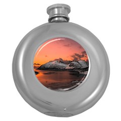 Surreal Mountain Landscape Lake Round Hip Flask (5 Oz) by Bedest