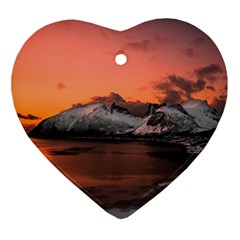 Surreal Mountain Landscape Lake Heart Ornament (two Sides) by Bedest