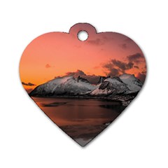 Surreal Mountain Landscape Lake Dog Tag Heart (one Side) by Bedest