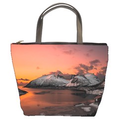 Surreal Mountain Landscape Lake Bucket Bag by Bedest