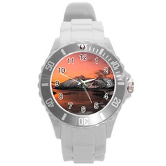 Surreal Mountain Landscape Lake Round Plastic Sport Watch (l) by Bedest